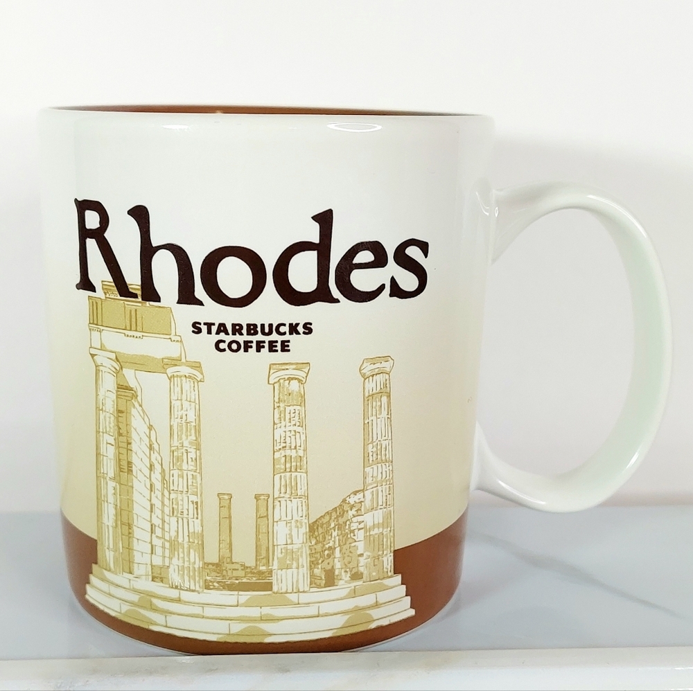 Stunning 16 oz Starbucks Coffee Mug Icon Collector Series 2015 Rhodes Greece